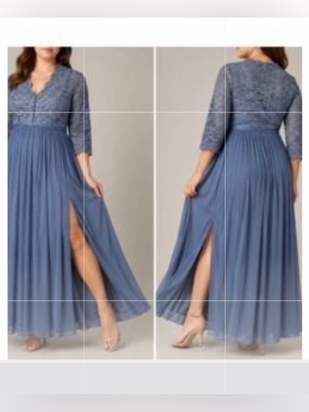 David’s Bridal size 16 long wedding dress blue lace upper